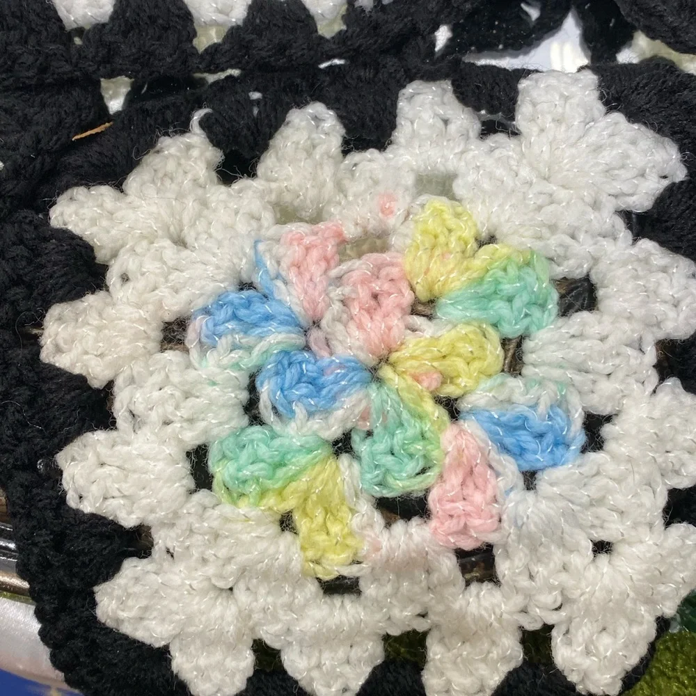 Handmade Crochet Kitchen Linens Set - Black and White